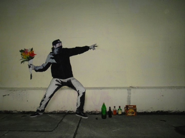 Banksy's Flower Chucker costume